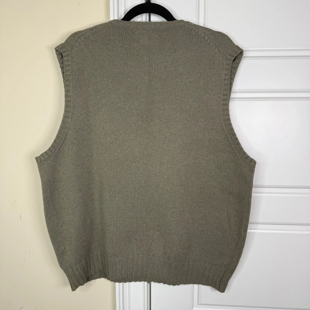 Vintage Polo Ralph Lauren Sweater Vest Men XL Olive Green Cotton Knit V-Neck